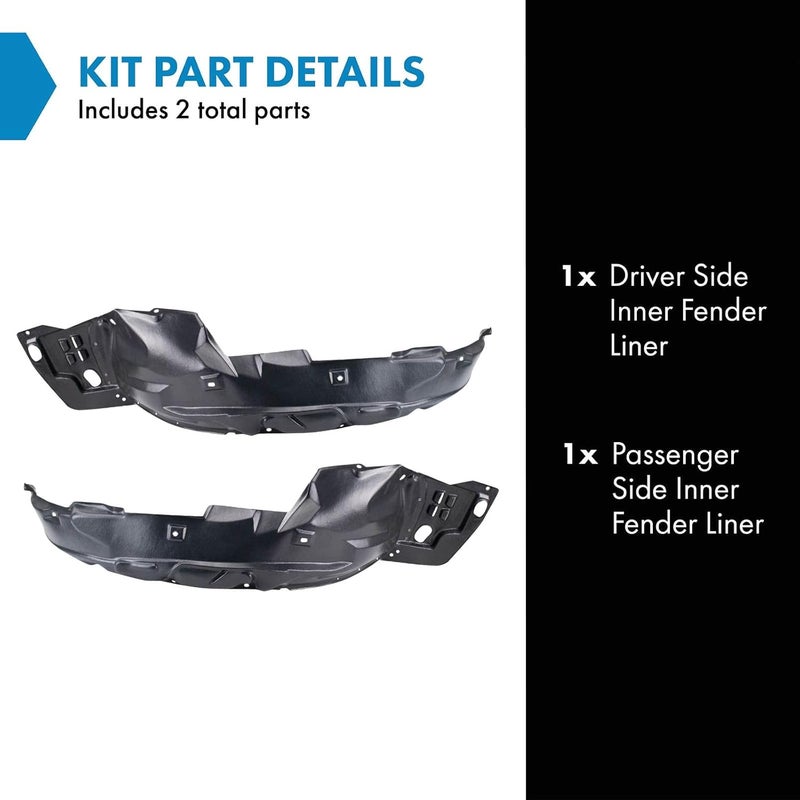 TRQ Inner Fender Liner Set Compatible with 2012 Honda Civic HO1248144 HO1249144 - Image 2